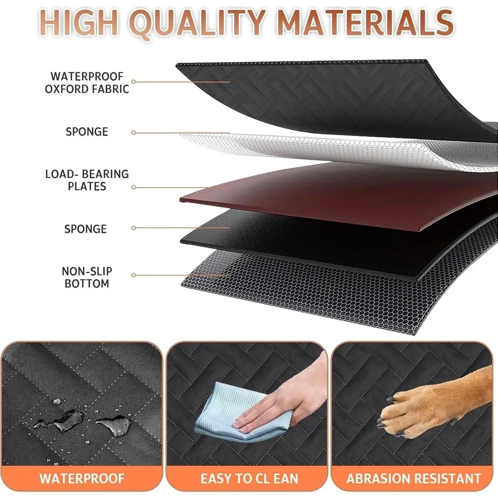 Ormmor Dog Car Seat Cover Hard Bottom Extender Waterproof SUV Truck Black‎